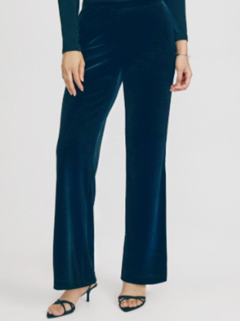 Zara NWT Wide Leg Velvet Trousers Side Zip 100% Cotton Midnight Blue Size XL